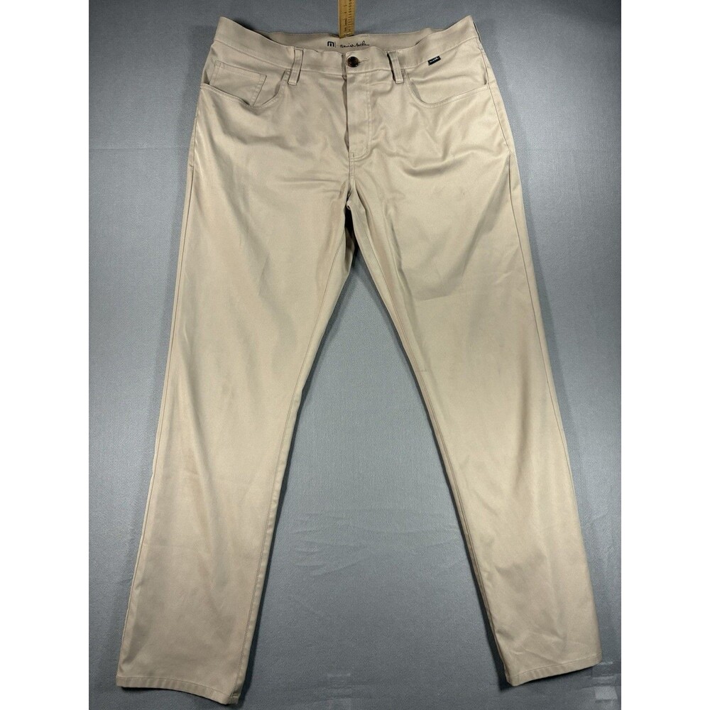 TravisMathew Performance Golf Pants Mens Sz 36x32 Khaki Stretch Casual Athletic